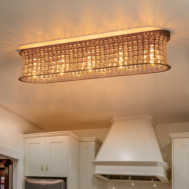 Plafonnier encastré en cristal 35 po à 5 lumières 35 po