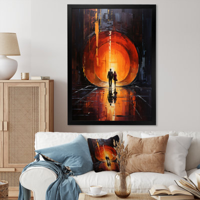 Couple dans un tunnel, reflet urbain sur toile