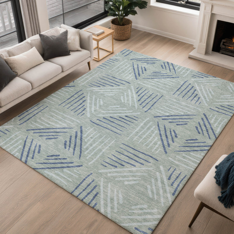 Machine Washable Indoor/Outdoor Kugler ACN2413 Geometric Rug, Rectangle 10' x 14'