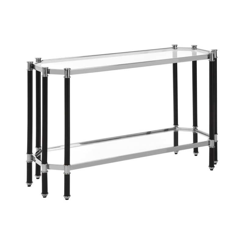 Briaroaks 125cm Glass Top Console Table, Silver/Black