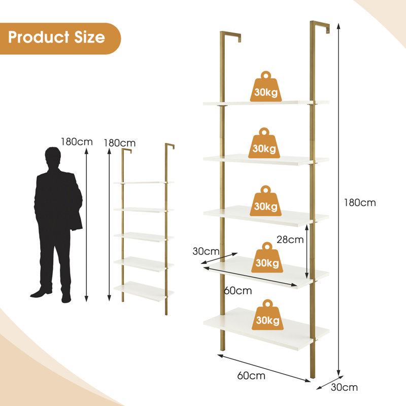 Ludwicka 5 Piece Tiered Shelf, Gold