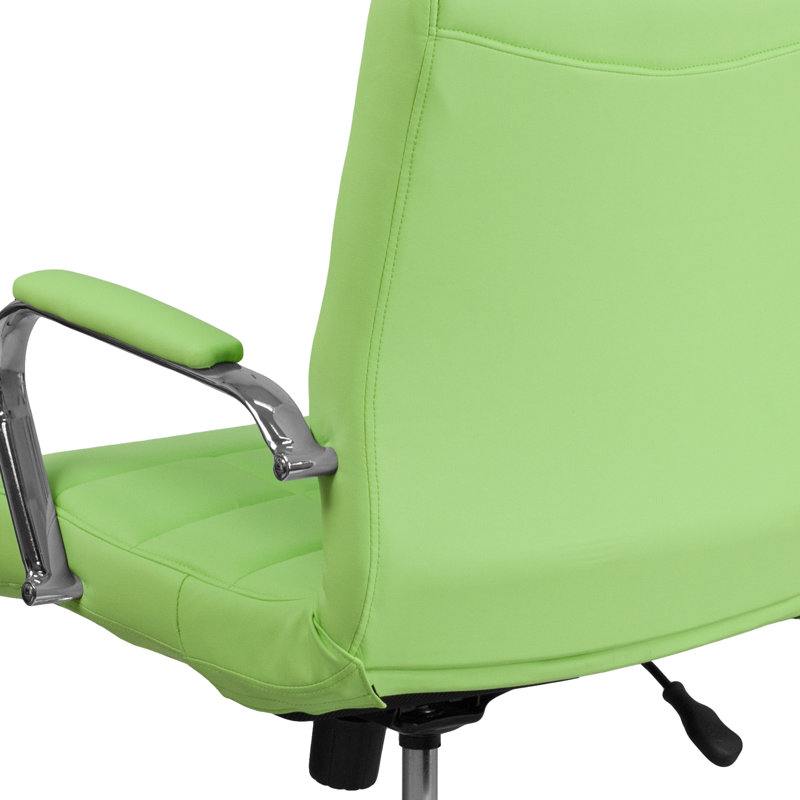 Jayen Mid-Back Swivel Vinyl Upholstered Desk Chair with Armrests, Green