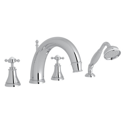 Georgian Era 4-Hole Deck Mount Tub Filler With C-Spout