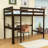 Twin Wooden Loft Bed With Built-In Desk And Safety Guardrail-216438215