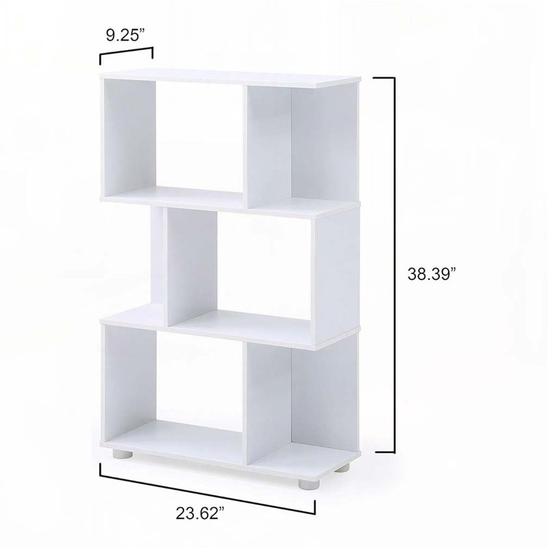 Bibliothèque manoir moderne à 3 tablettes décalées, blanc