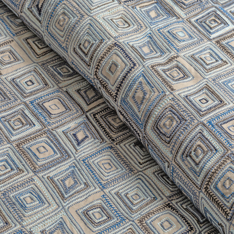 Breckenridge Bowen Embroidery Fabric, Denim