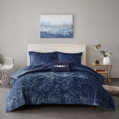 Édredon en velours bleu marine simple / simple TG