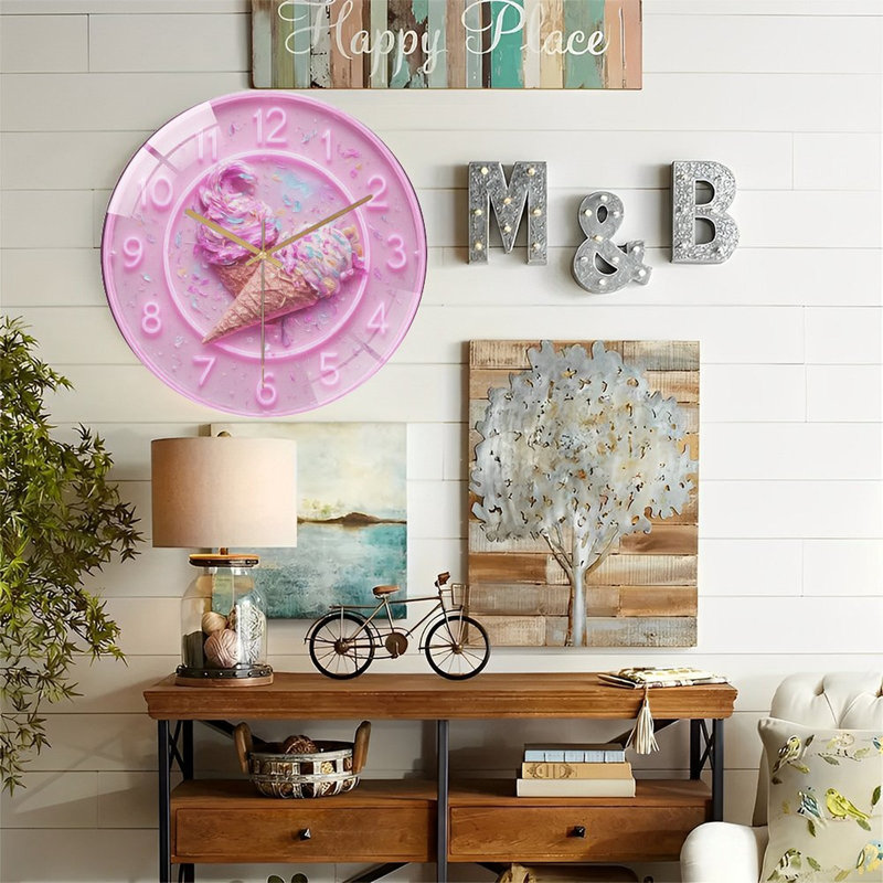 Horloge murale 12 po rose