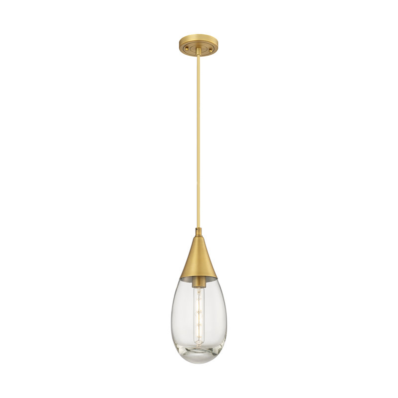Macayle 1 - Light Single Drop Pendant Pendant, Brushed Brass, Clear