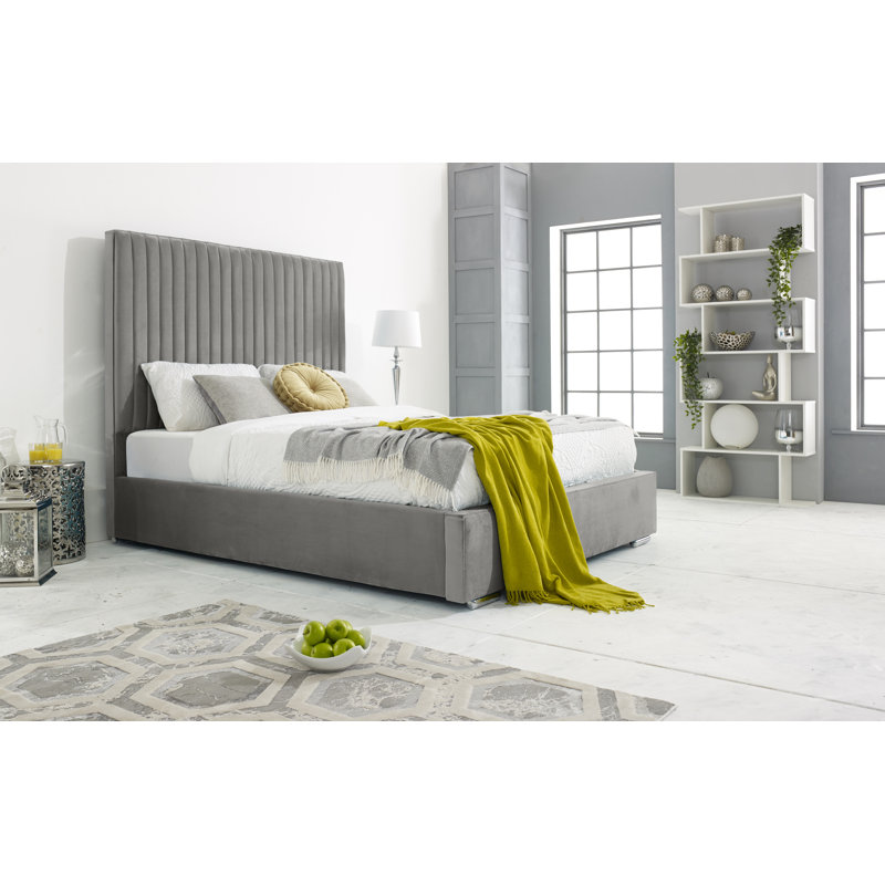 Akerra Upholstered Bed, Single (3'), Silver