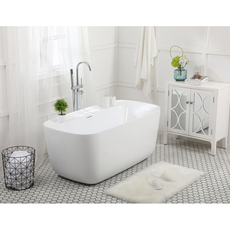 Cavidan 66.9375'' x 30.75'' Freestanding Soaking Bathtub, Polished Chrome