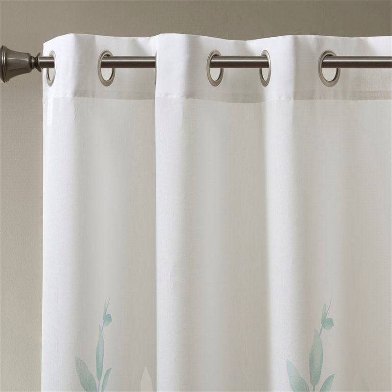 Paire de rideaux Burnout, Blanc / bleu