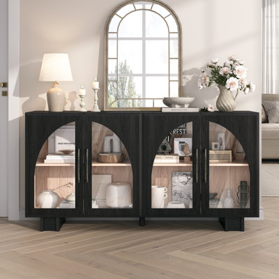 63" Sideboard Buffet Cabinet With Storage,Arched Cabinet with Adjustable Shelves,Credenzas for Living Room,Entryway,Kitchen