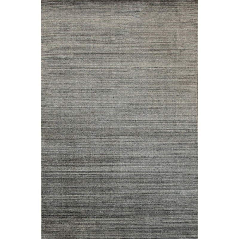 Tapis contemporain en laine et viscose de couleur ocre faite à la main Vijaya & Viscose, Rectangulaire 8 pi x 10 pi