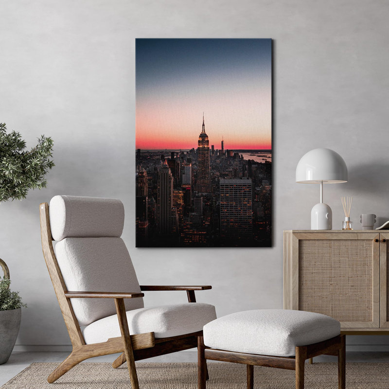 Architecture, coucher de soleil, ciel, New York, paysage urbain, horizon, centre-ville, bâtiments, photo, art moderne