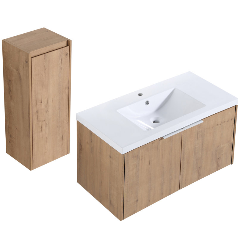 Meuble-lavabo de salle de bain avec lavabo et armoire latérale 36 po - Rangement intérieur spacieux et moderne avec finition à l'eau