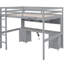 Lit mezzanine gris avec bureau, rangement généreux, tiroirs et armoire de charge-343585212