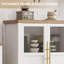 Buffet buffet avec 2 portes en verre, armoire 29 po avec rangement, table de rangement de style campagne moderne pour la cuisine, la salle à manger et le salon-284804389
