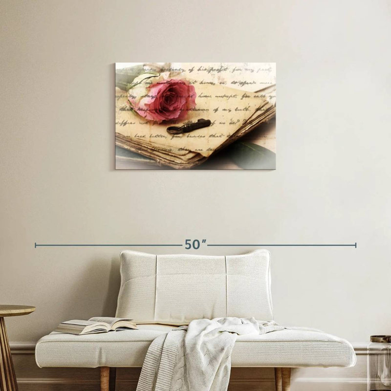 Hardie rose sur vieilles lettres, H 20 po x l 30 po