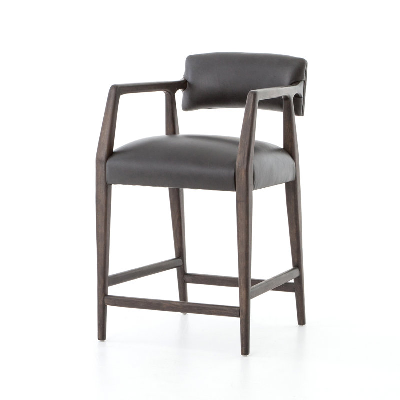 Tyler Upholstered Stool with Solid Wood Frame, Counter Stool (26.5" Seat Height)