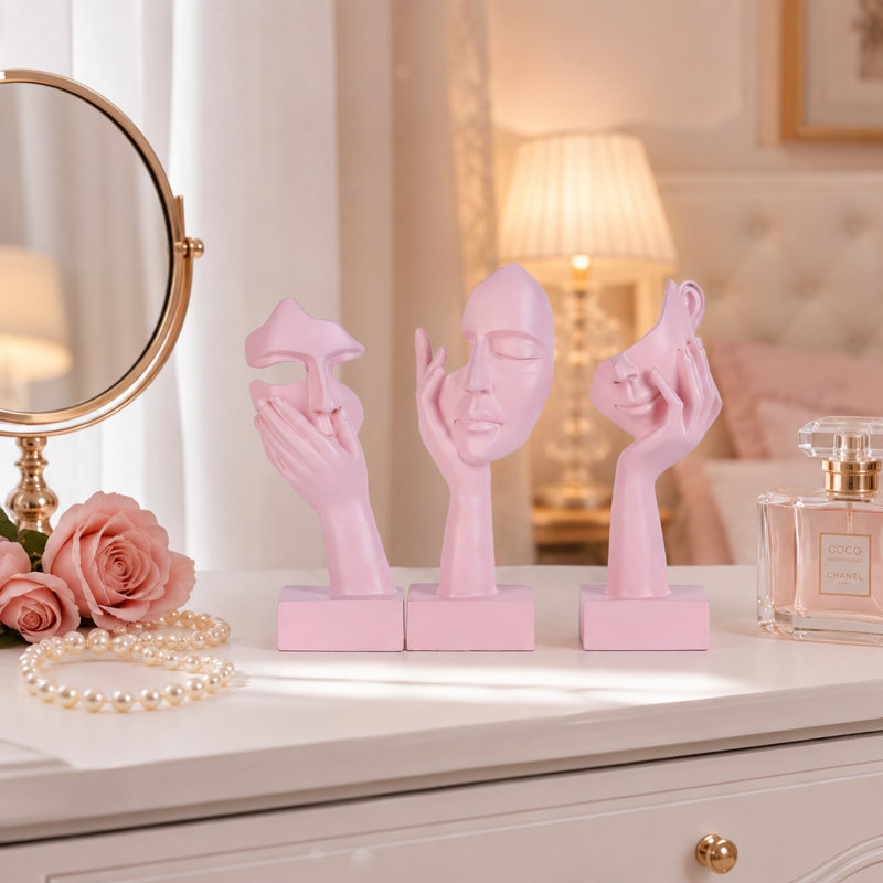 Rose décorations de penseur de roses, livres, décorations abstraites, décorations de bureau, décorations de bureau modernes, décorations de salon, tables basses, 3 pièces