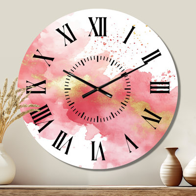 Soft Blush Radiance - Minimalist Silent Metal Wall Clock, Printed on Metal
