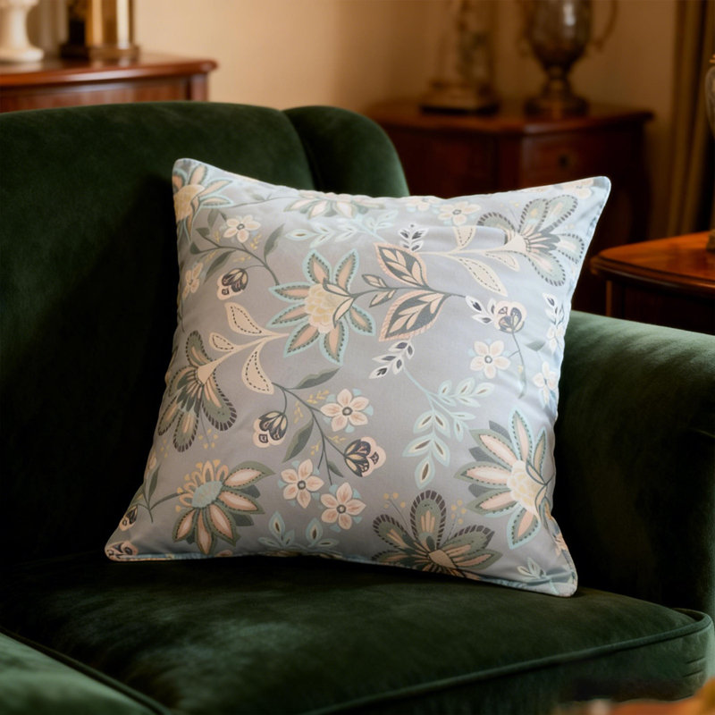 Blue Floral Throw Pillow Case 26x26 Inch - Colorful Flowers Decoration Pillow Cover Vintage Wildflowers Pillows Cover Outdoor Farmhouse Plant Cushion Case for Home Couch Bed Sofa