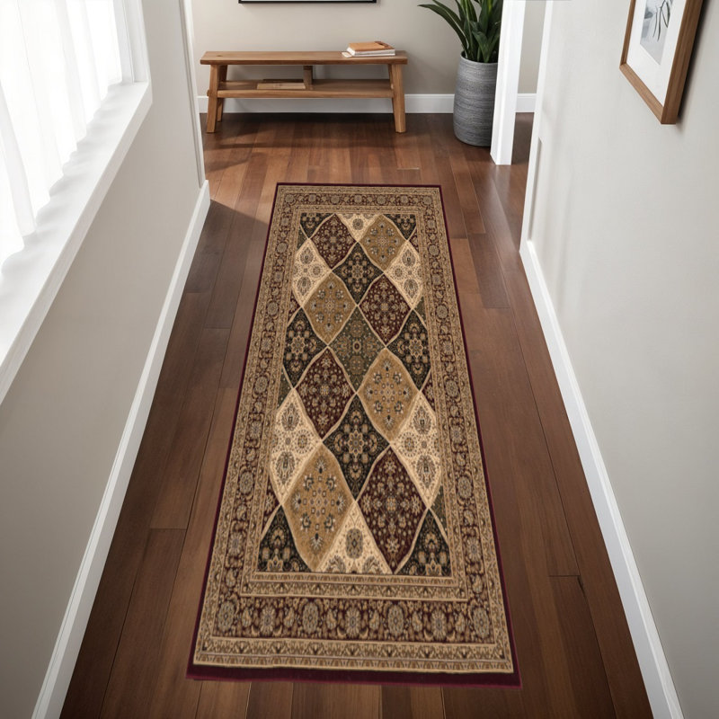 Tapis de couloir marocain rouge et noir 7 pi