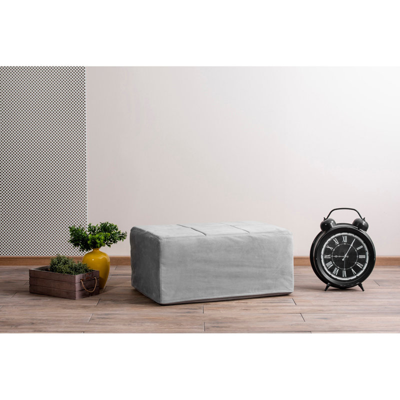 Repose-pieds rectangulaire de 35,4 po de largeur, 100 % polyester gris