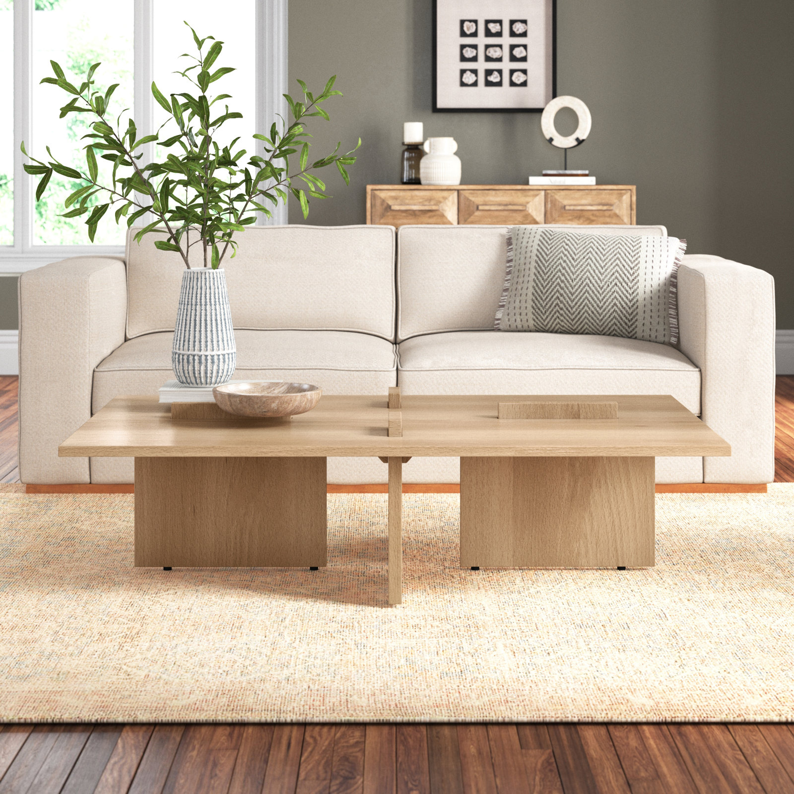Dalina Solid Wood Single Coffee Table, Natural Brown