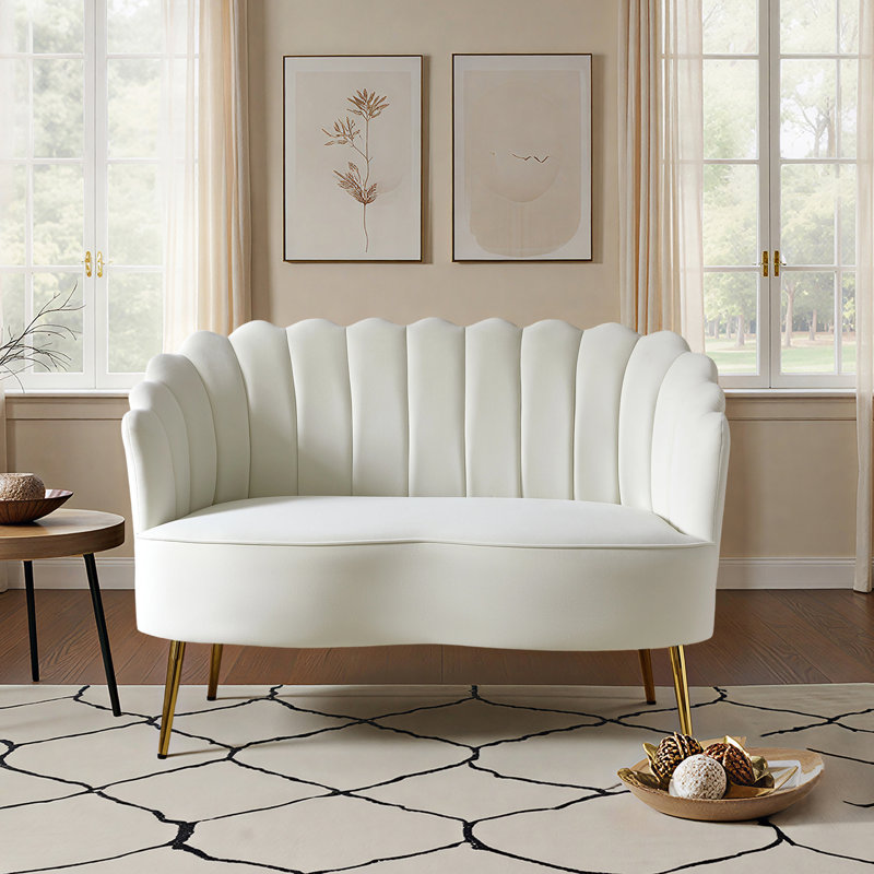 Hendrix 50.2'' Velvet Loveseat, Ivory Velvet