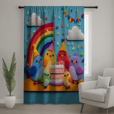 Colorful Birds Party Window Curtains, Birds Sheer & Blockout Curtains - 1 Panel