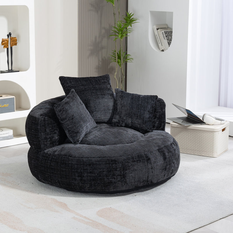 Chenille Bean Bag Lounger, Black