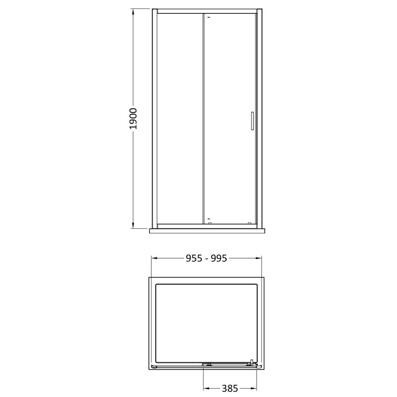 Rene 1900 x 1000mm Sliding Shower Door, Chrome