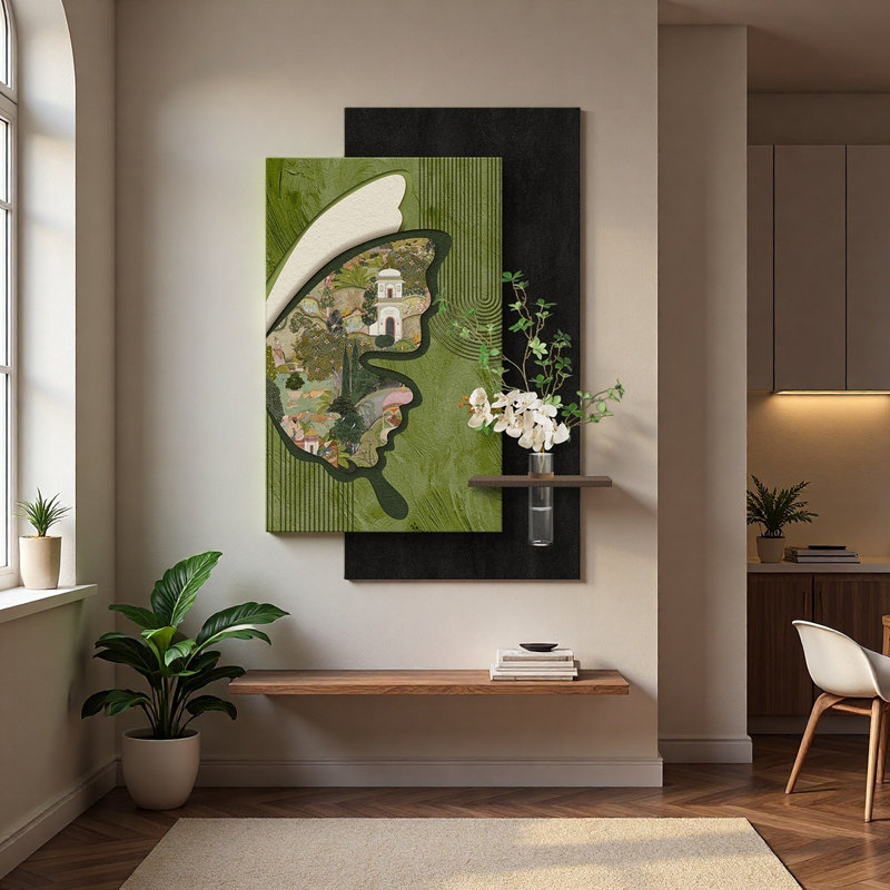 Pot à fleurs Mid-Century moderne en grès papillon, H 59,06 po x l 39,37 po x P 1,57 po