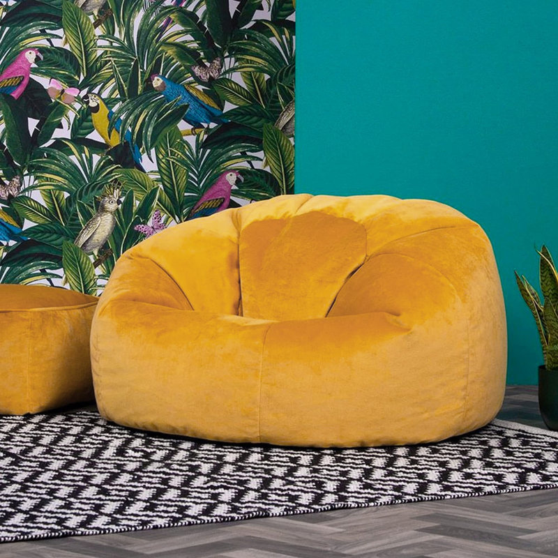 Velvet Bean Bag Chair, Yellow