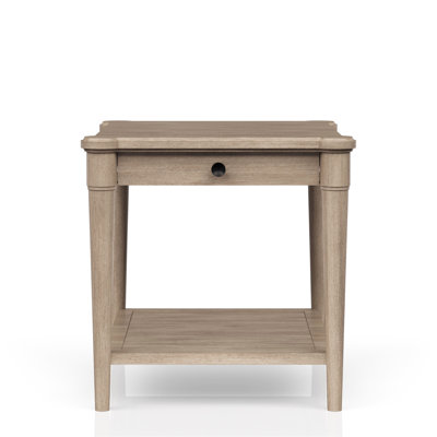 Sand Finished End Table With Storage Drawer, Casual Transitional Look, Solid Wood + , 24.54 In H, 26 W, 24 D Finish Drawer Table, Design, &