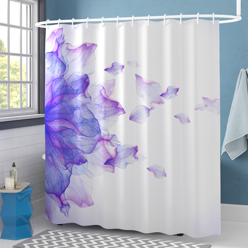 Rideau de douche à thème unique à thème de fleur abstrait à thème d’eau Keenum, H 70 po x l 69 po
