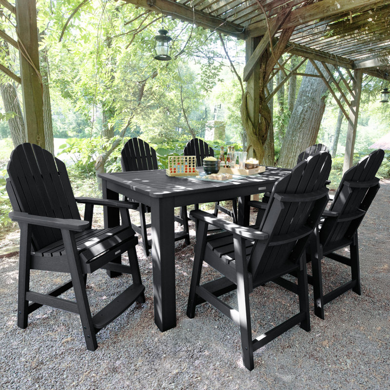 Ensemble repas 7 pièces Macias, Noir, H 36 po x l 42 po x L 72 po 