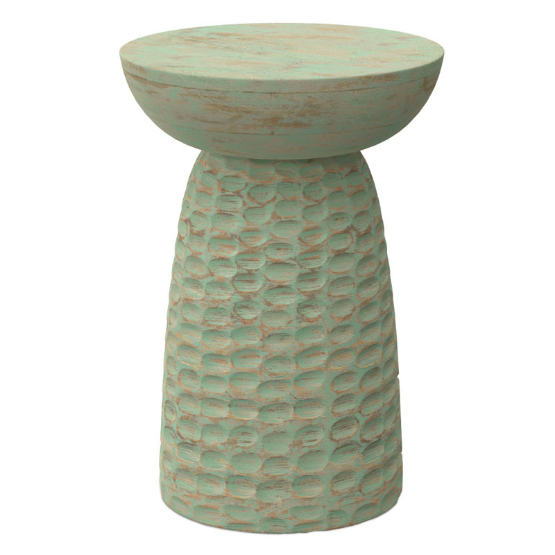 Table de bout ronde 18 po en bois massif gris