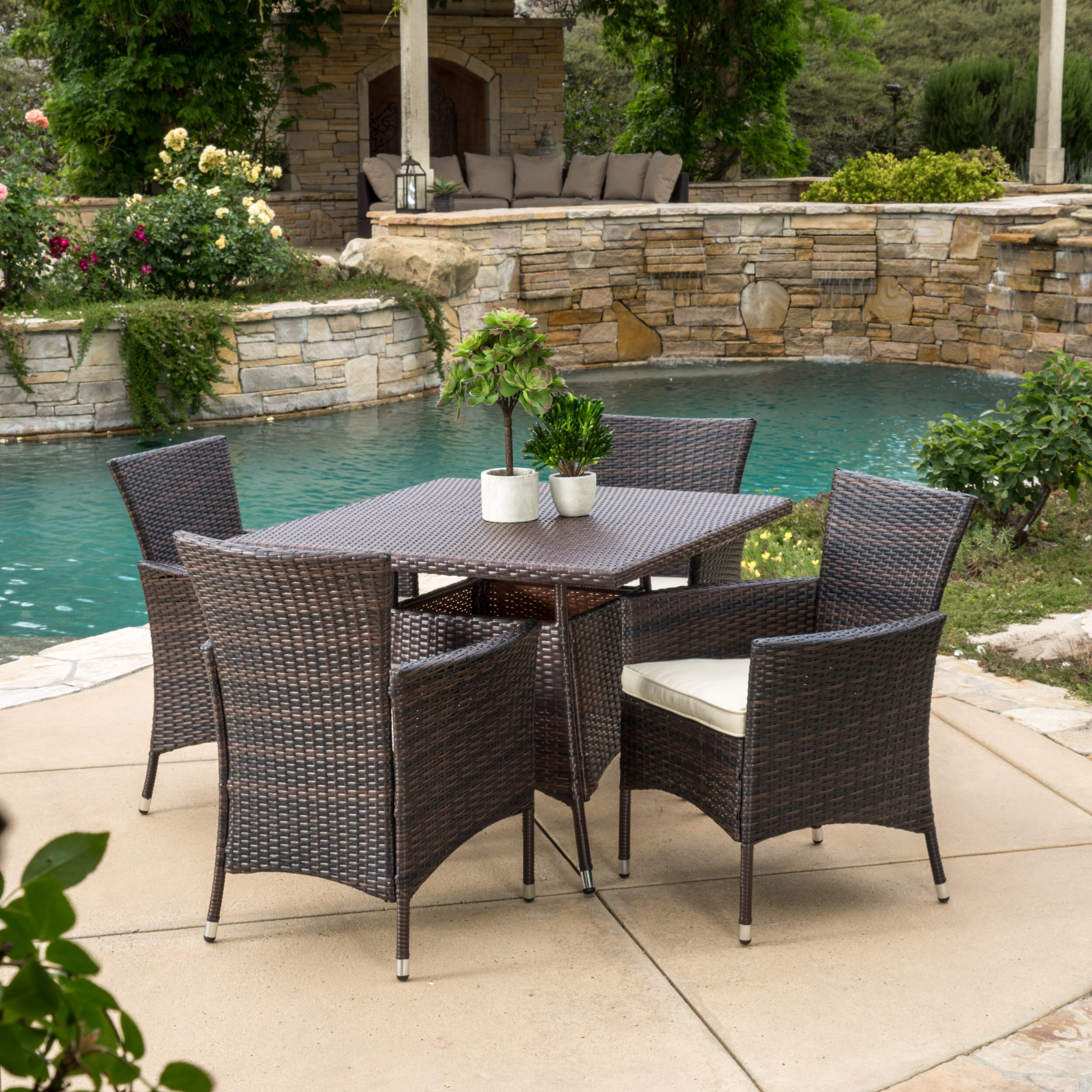 Brayden Studio® Rolle 4 - Person Square Outdoor Dining Set & Reviews ...