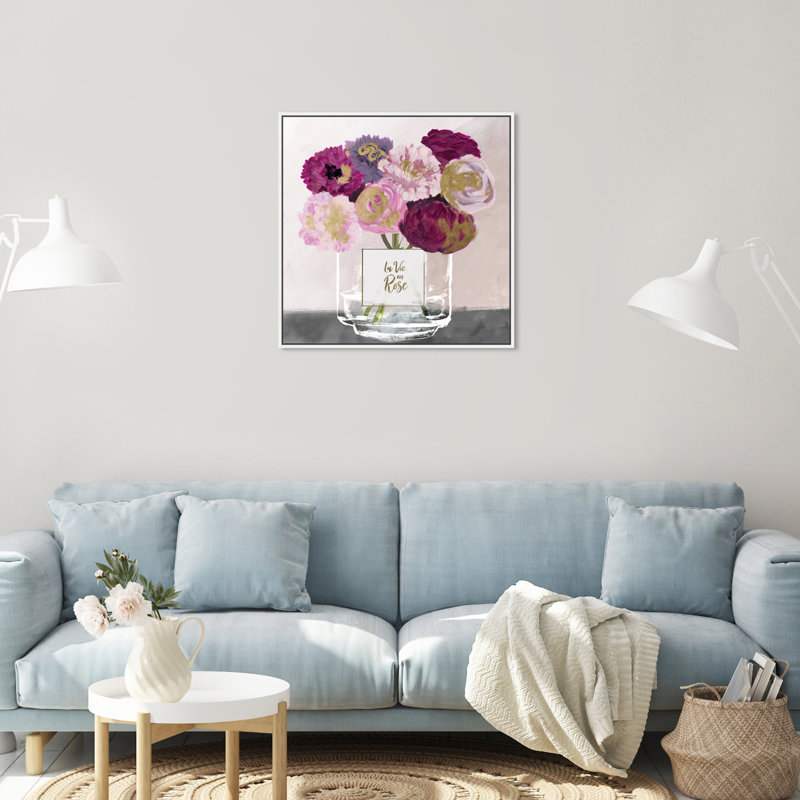 «La Vie En Rose», reproduction, H 24 po x l 24 po x P 1,5 po, Blanc
