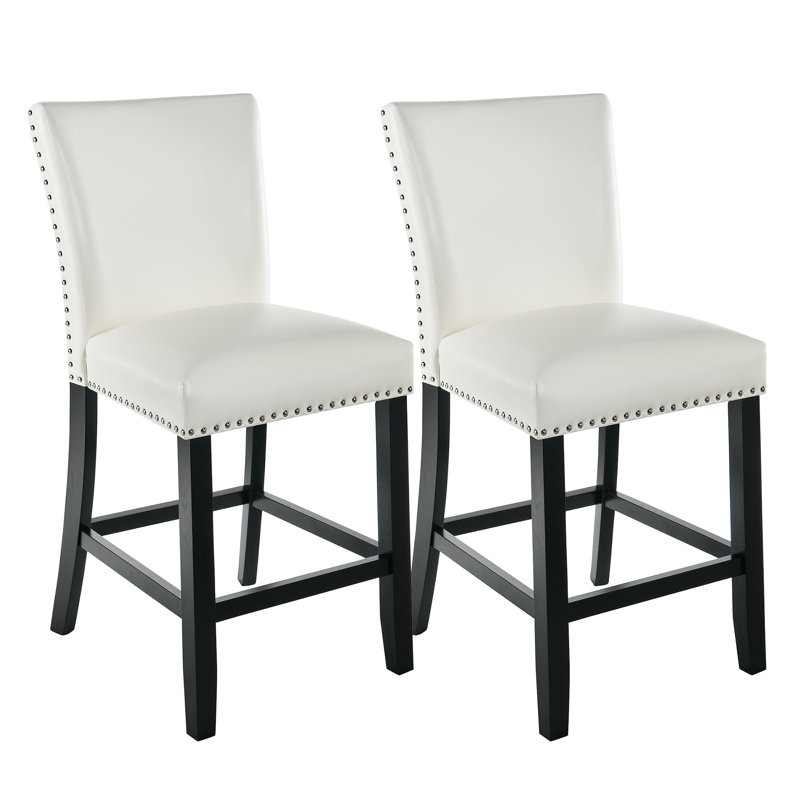 Ringwood Upholstered Counter Stool with Solid Wood Frame, White