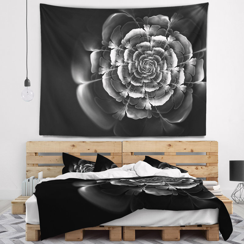 Tapisserie florale rose fractale, H 32 po x l 39 po