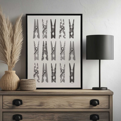 Laundry Room Clothespins by Cat Thurman Designs Art Print