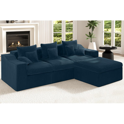 101" Modular Couch Sectionals With Ottoman, Big Comfy Cloud Couches, L Shaped 4 Seat Modular Sectional Sofa, Sectional Double Cushion Couches With Deep Seat For Living Room,no Assembly Required