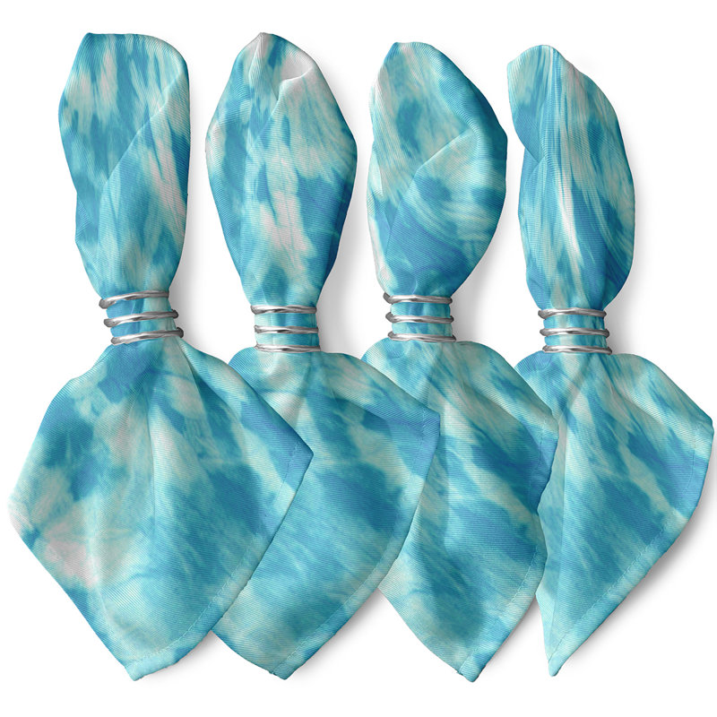 Leviner Polyester Abstract Square Napkin, Turquoise