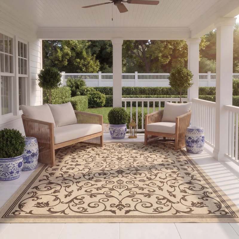Tapis intérieur / extérieur brun Arneshia, Rectangle 8 pi x 11 pi
