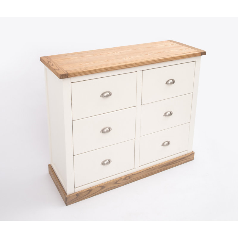 110cm W 6 - Drawer Chest of Drawers, Waxed Oak