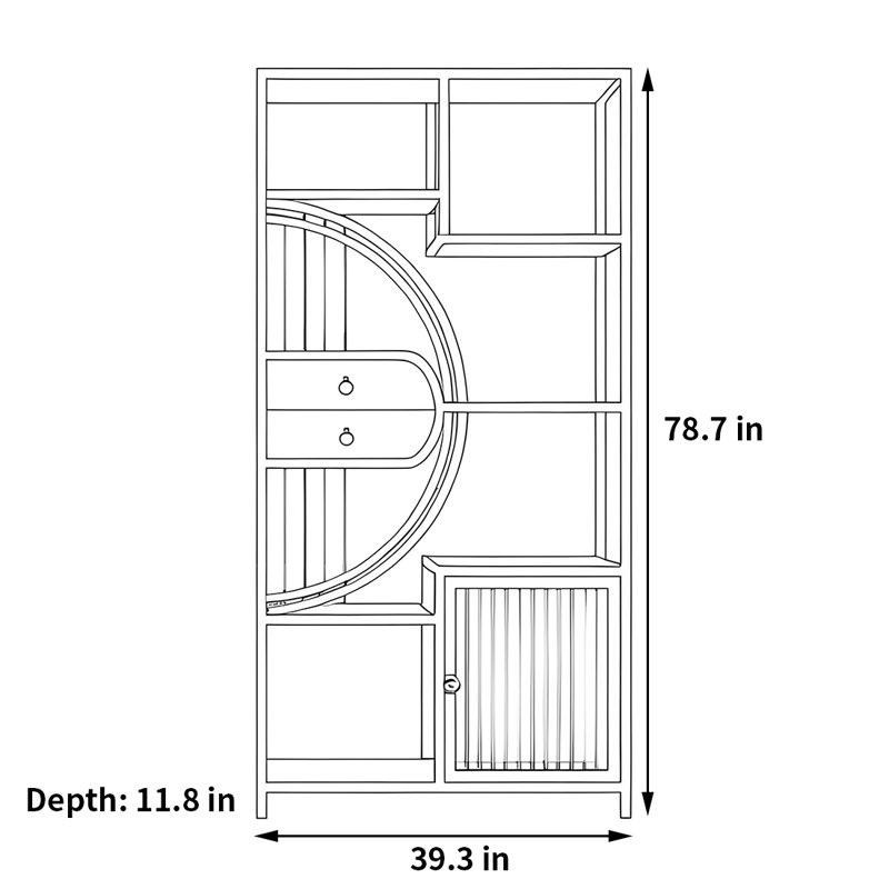 Janitzy, (7 Shelves) 78.7"H x 39.3"W x 11.8"D, Black/White